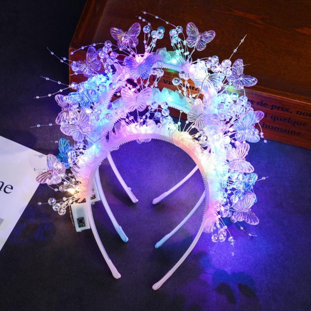 With LED Lights LED Light-Up Hairband Butterfly Decoration Flower Headband  Christmas Party