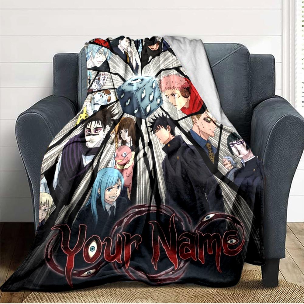 Name Custom Jujutsu Kaisen Print Flannel Blanket High Quality Warm Comfortable Cover for All Seasons Perfect for Gifts Home Decor
