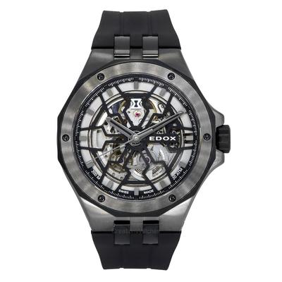 Delfin The Original Mecano Rubber Strap Skeleton Black Dial Automatic Diver's 85303 357GN NGN 200M Men's Watch