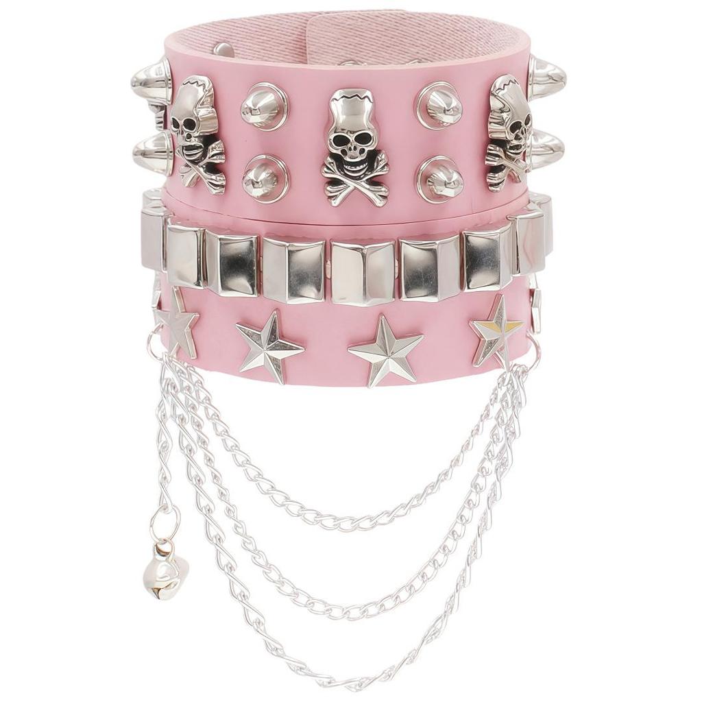 European & American Multi-layer Leather Skull Rivet Punk Bracelet