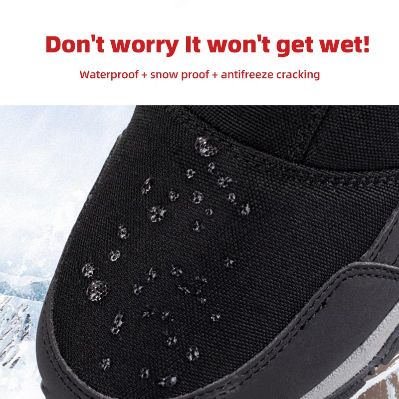 Men's Winter Fleece-Lined Thickened Insulated Snow Boots Slip-Resistant Waterproof Oversized Short Boots
