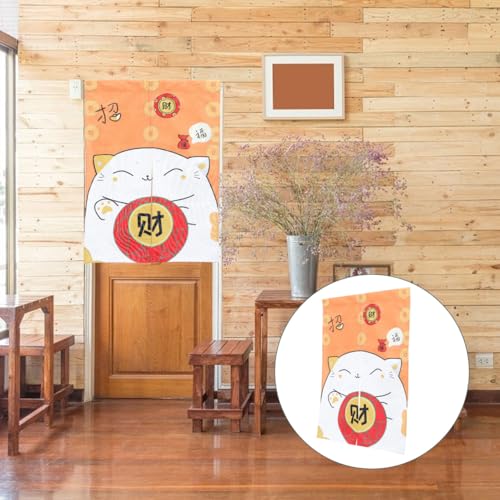 STOBOK Maneki Neko Noren Curtain, 65x90cm, Japanese Style, Room Divider Curtain, Privacy Tapestry, Good Luck Charm, Cat Design, Suitable for Entryways