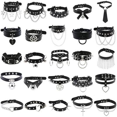 1Pc Harajuku Cosplay Rivet Star Punk Rock Gothic Women Collar Sexy PU Leather Heart Cross Spike Hip Hop Bondage Choker Jewelry