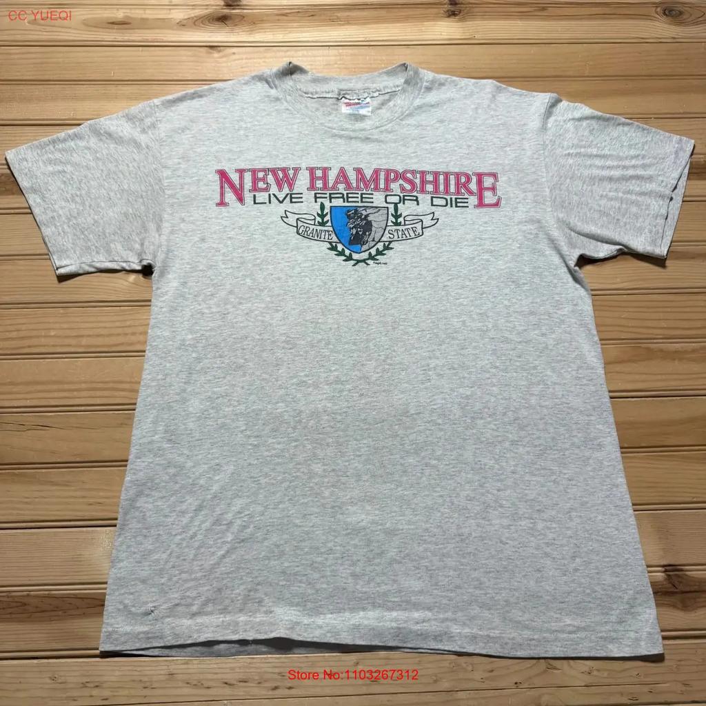 Vintage 90er 1993 New Hampshire Granite State Live Free Or Die T-Shirt Groß Vintage Bequem Vielseitig Mann