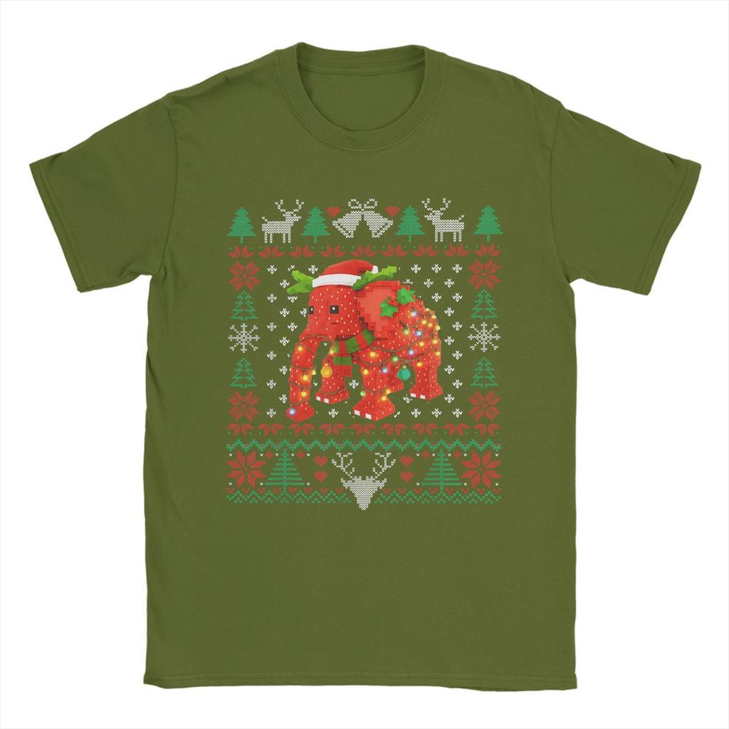 Mens T-Shirt Funny Strawberry Elephant Brainrot Christmas Ugly Sweater T Shirts Harajuku Summer Tees Y2K Funny Clothes Gift Idea