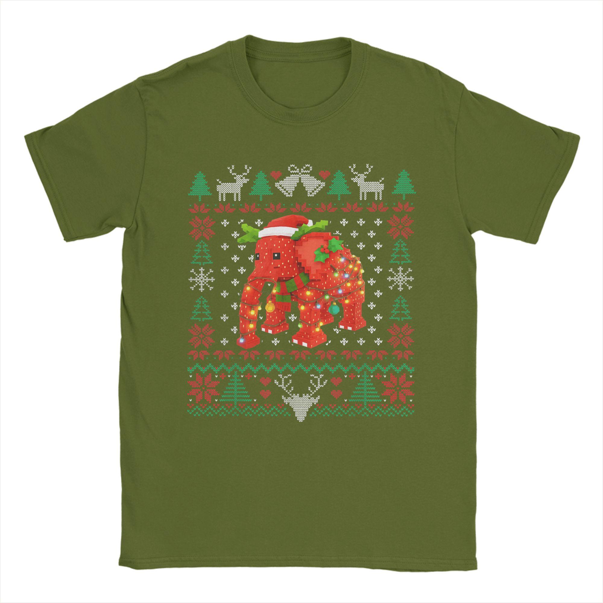 

Mens T-Shirt Funny Strawberry Elephant Brainrot Christmas Ugly Sweater T Shirts Harajuku Summer Tees Y2K Funny Clothes Gift Idea 4XL