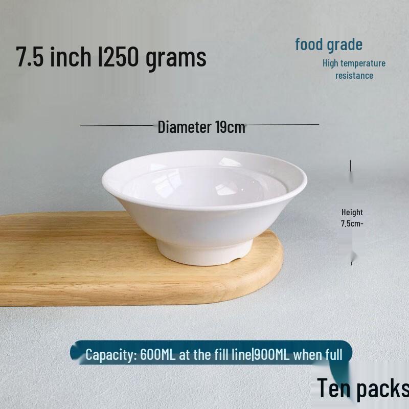 Food Grade A5 Melamine Imitation Porcelain Ramen Bowl 7.5 inch