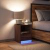 Nightstand with LED Lights Brown Oak Effect Wood Based Material