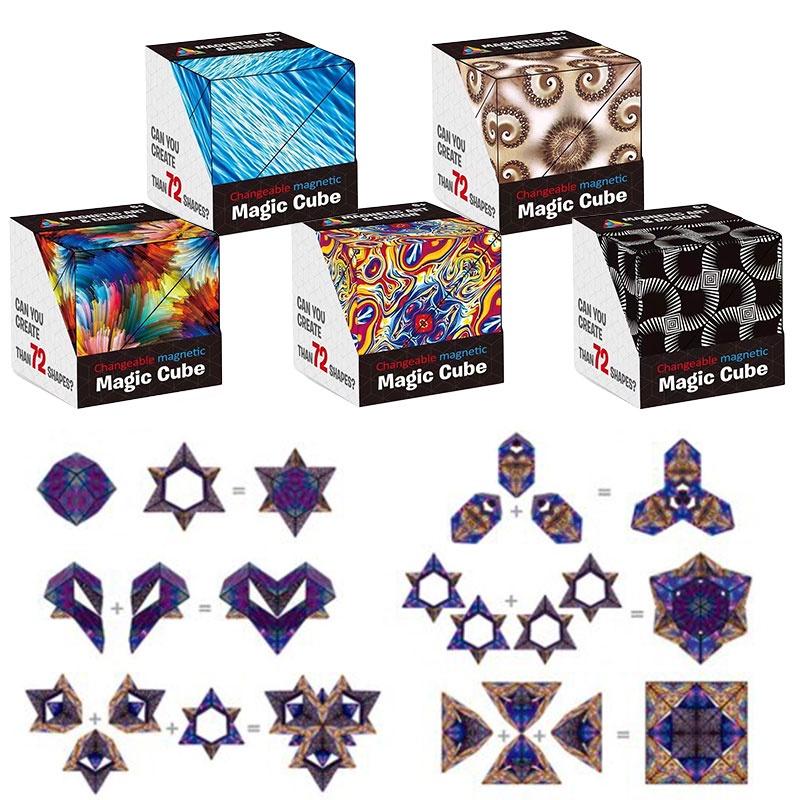 Children's 3d Magnetic Geometric Cube Puzzle Toy Transformable And Interactive