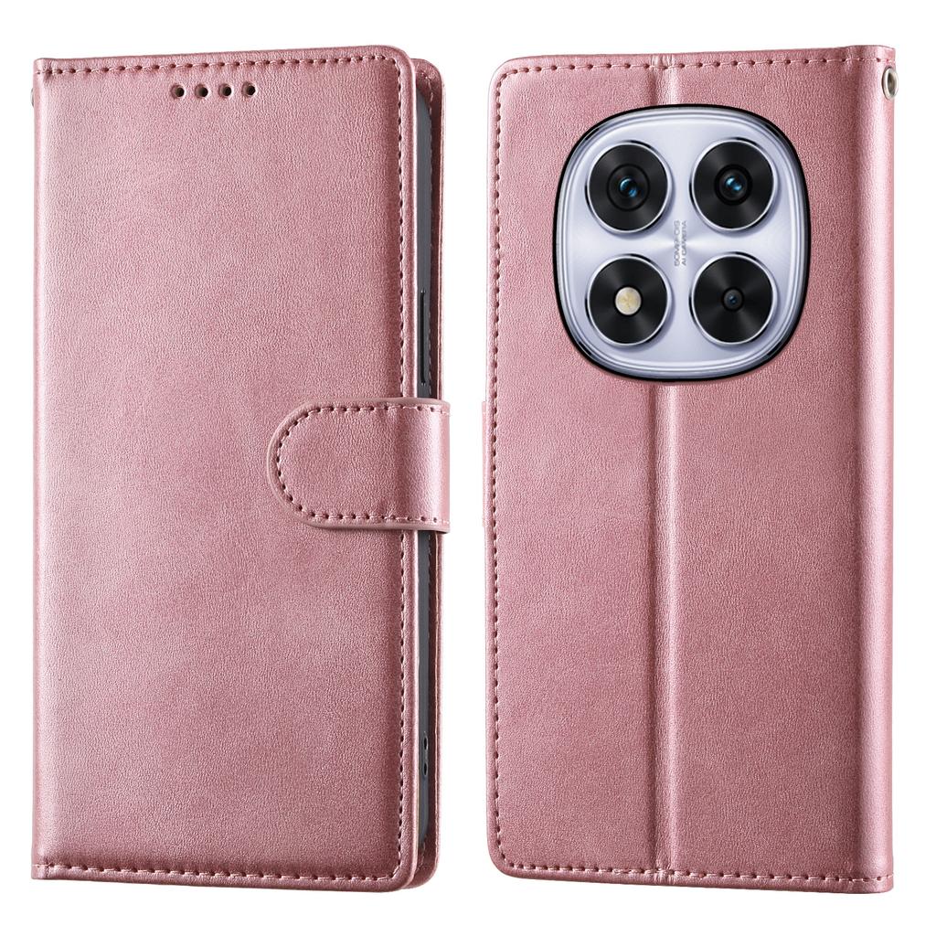 For Xiaomi Redmi Note 14 Pro 5G/Note 14 Pro+ 5G Case Stand Wallet Calf Texture PU Leather Flip Phone Cover with Wrist Strap