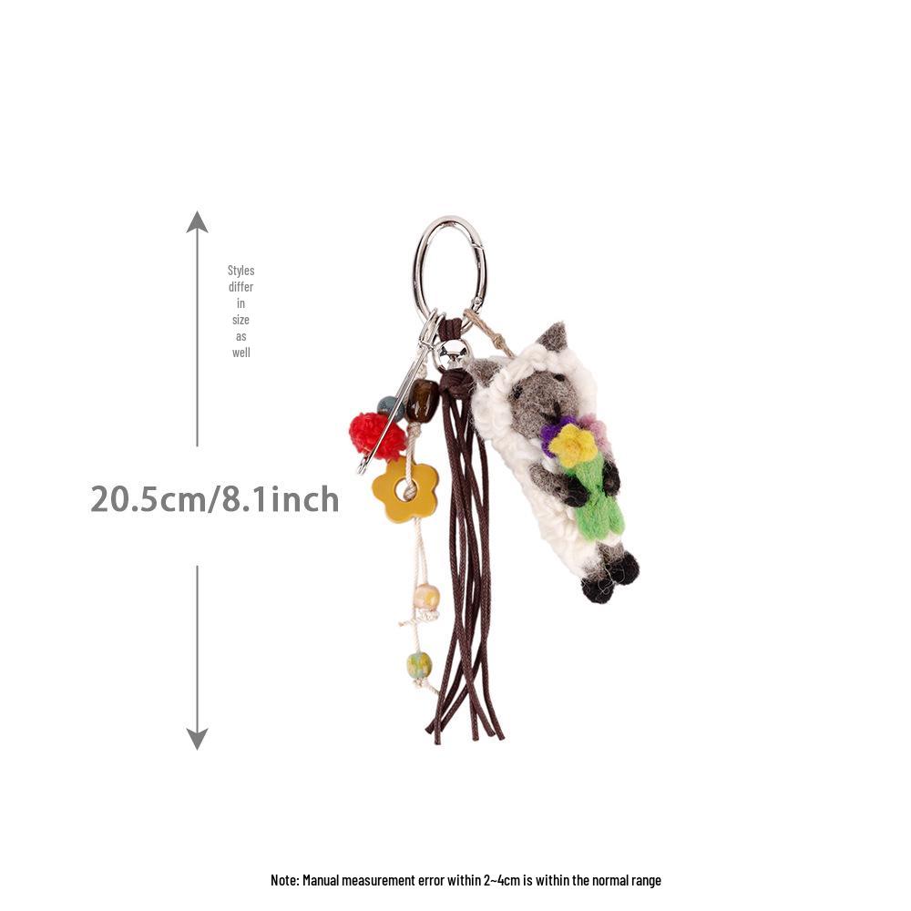 Wool Wizard Doll Keychain - Handmade Lamb Plush Charm