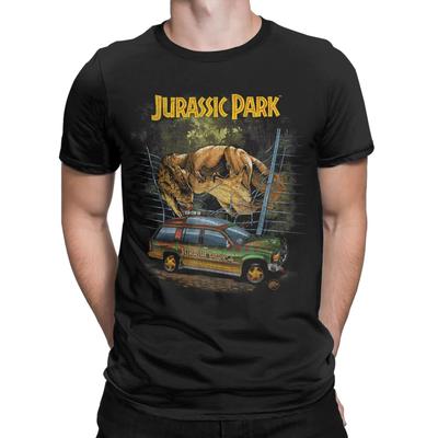 T-shirts Jurassic Park Vintage T-Rex Break Out Homme T-shirts Coton Drôle Col Rond Manches Courtes T-shirt Vêtements d'Été