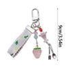 Strawberry Ribbon Charm Keychains Sweet Cute Pendant Hanging Ornament Keyring Backpack Decoration for Women Girls