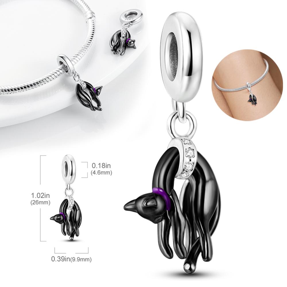 

Элегантные подвески в виде черных кошек, медные оригинальные бусины, подходят для оригинального браслета-шарма, ювелирные изделия для DIY, изысканные подарки для женщин