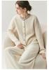 Korean Style Women's Cashmere Cardigan with Rhinestone Neckline, Solid Color, Long Sleeve for Autumn/Winter