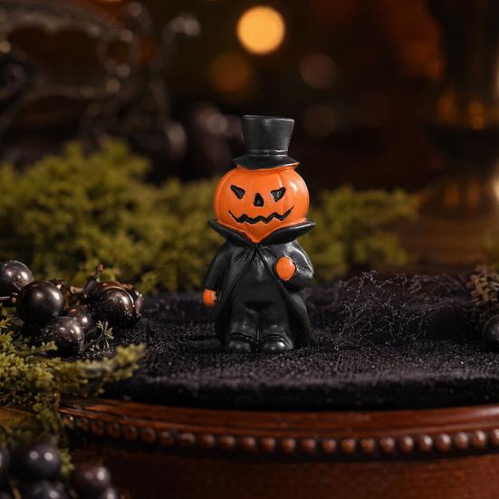 Pumpkin Ornament, 3D Pumpkin Shape Figure, Mini Resin Halloween Decoration for Desktop Micro-Landscapes Parties Window