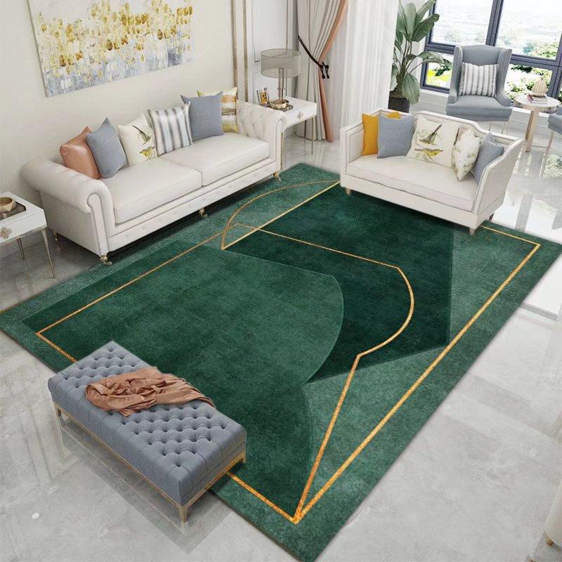 Moderní styl Geometrický koberec Dekor obývacího pokoje Zelené koberce Pohovka Čajový stolek Boční podložka pod nohy Ložnice Postelový kobereček Protiskluzový Omyvatelný