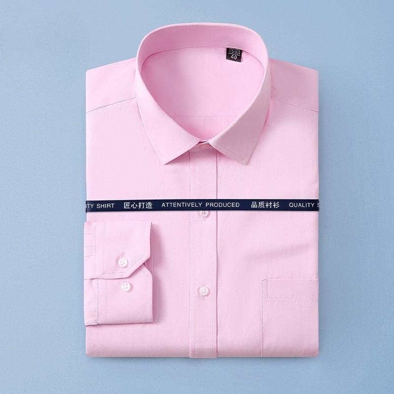Men Formal Shirt Long Sleeve Office Solid Color Anti-Wrinkle Fashion Business Pocket White Blue Social Shirts Men Clothing 7XL