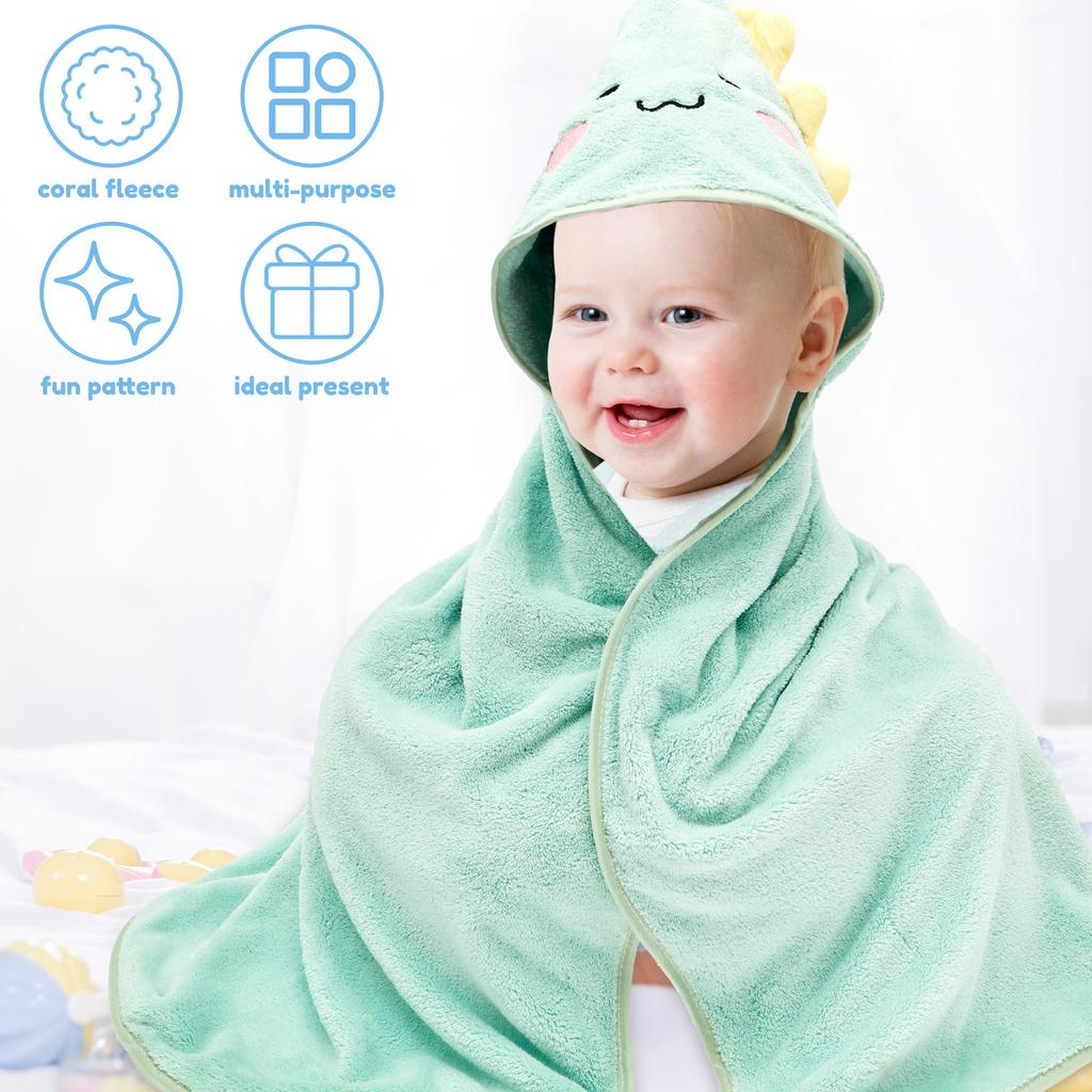 15Pcs Hooded Baby Towel and Washcloth Set Absorbent Coral Fleece Baby Bath Towel for Girl Boy Infant Toddler 0 to 5 Years Old