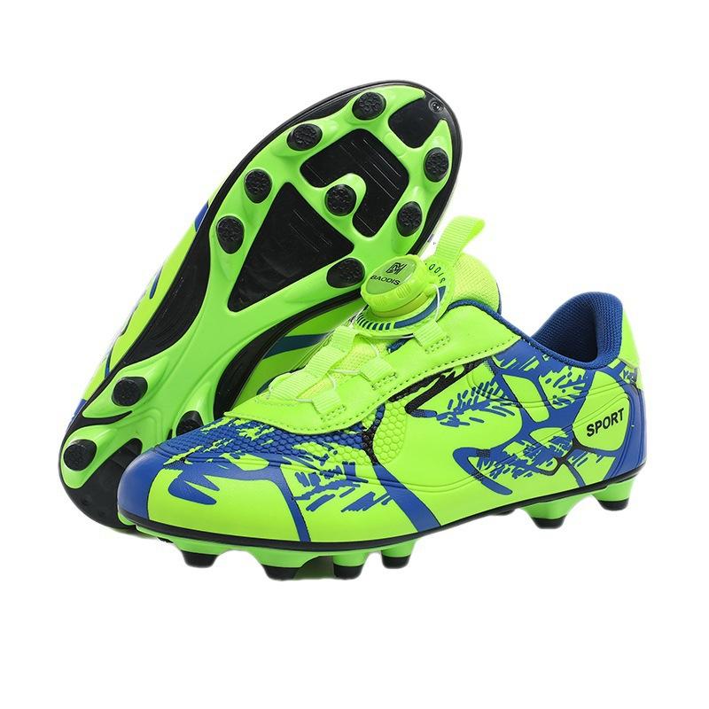 Football shoes children's rotating buckle sports shoes primary school students TF broken nails spikes competition training shoes