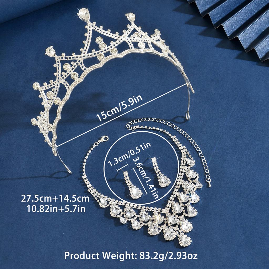 Amazon Bridal Wedding Set Full of Diamond Crown Necklace Earrings 3-Piece Wedding Toast Dress Accessories