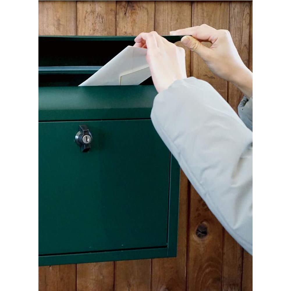 AXCIS Freestanding Mailbox with A4 Vertical Roofing Mailbox Wall-Mounted, Lock, Size, Opening, (Green)