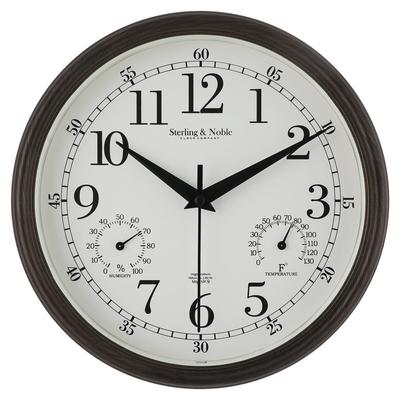 8.75 Inch Indoor Outdoor Analog Wall Clock Antique Bronze Thermometer Hygrometer Quartz Movement Lightweight Weather Resistant