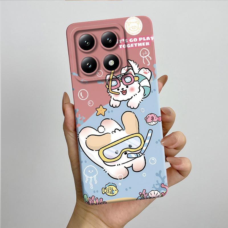 For Xiaomi 14T Pro Phone Case 14Tpro Soft Silicone TPU Sweet Painted Casing Cartoon Printed Shockproof Protective Back Cover