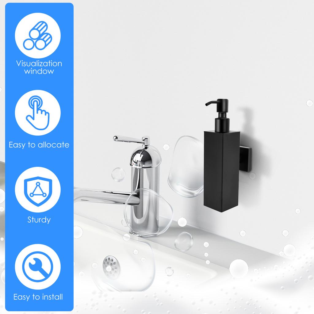 Stainless Steel Soap Dispenser Bathroom Wall Mounted Hand Liquid Shampoo Dispenser for Bathroom Kitchen Home Hotel