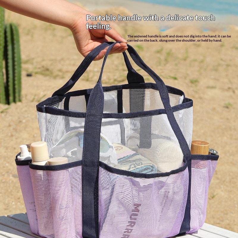 Handliche Strandtasche Große Kapazität Reise Badeanzug Aufbewahrungs-Organizer Tragbare Tote Tasche Schwimm-Netz Tasche für den Urlaub Neue Sporttasche