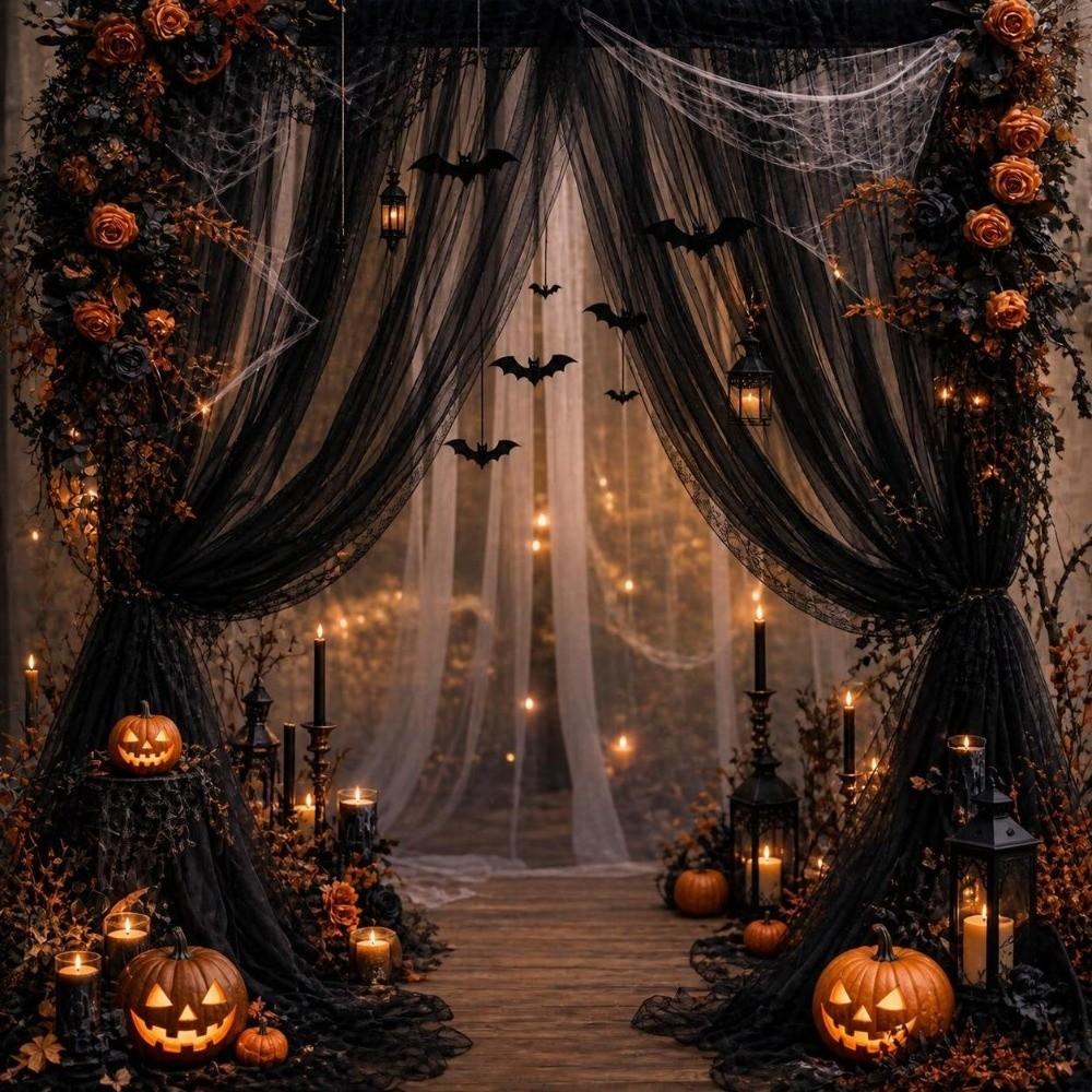 Festival Party Transparente Netzvorhänge Transparent Halloween Deko Mehrzweck Tüllvorhänge Party