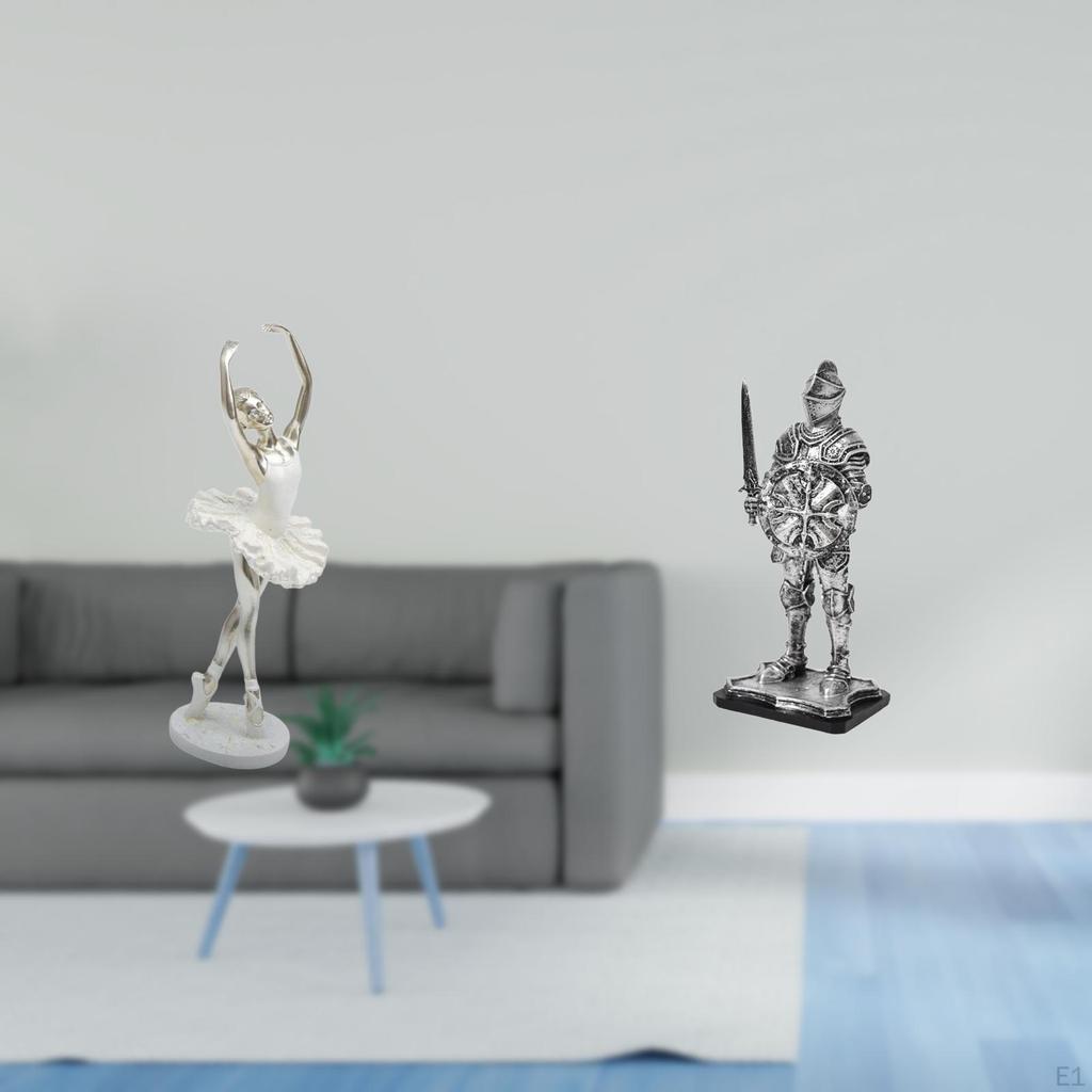 Graceful Dancer Knight Figurine Modern Art Sculpture Creative Tabletop Ornament for Bedroom Office