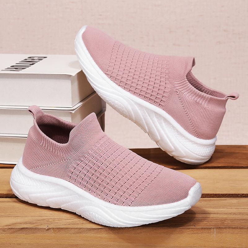 25 Spring Breathable Fly Weaving Casual Convenient and Comfortable Sports Shoes Couple Men's and Women's Socks Shoes One Pedal Shoes