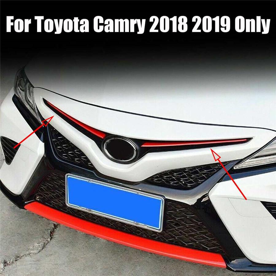 4 Pcs Red Color Front Rear Bumper Grille Cover Trim For Toyota Camry 2018 2019