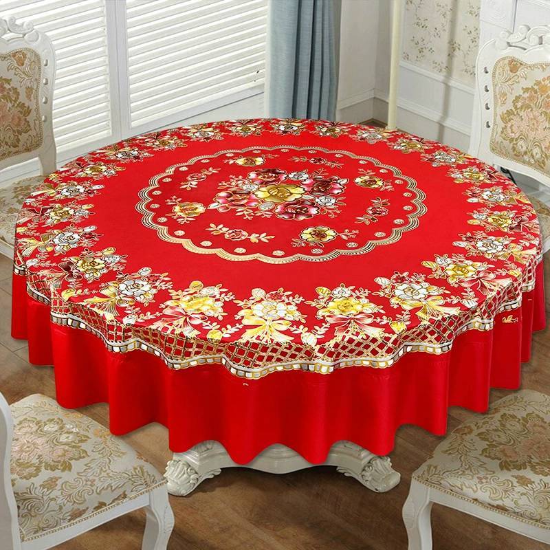 Pvc Round Square Tablecloth With Geometric Pattern For Home Dining And Holiday Decor