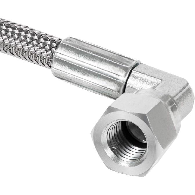 Steel Braided Turbo Oil Feed Line 48" Length - 4AN 90 Degree Straight Hose End Pressure Stainless Remote Turbocharger Sensor Teflon 4AN 551867