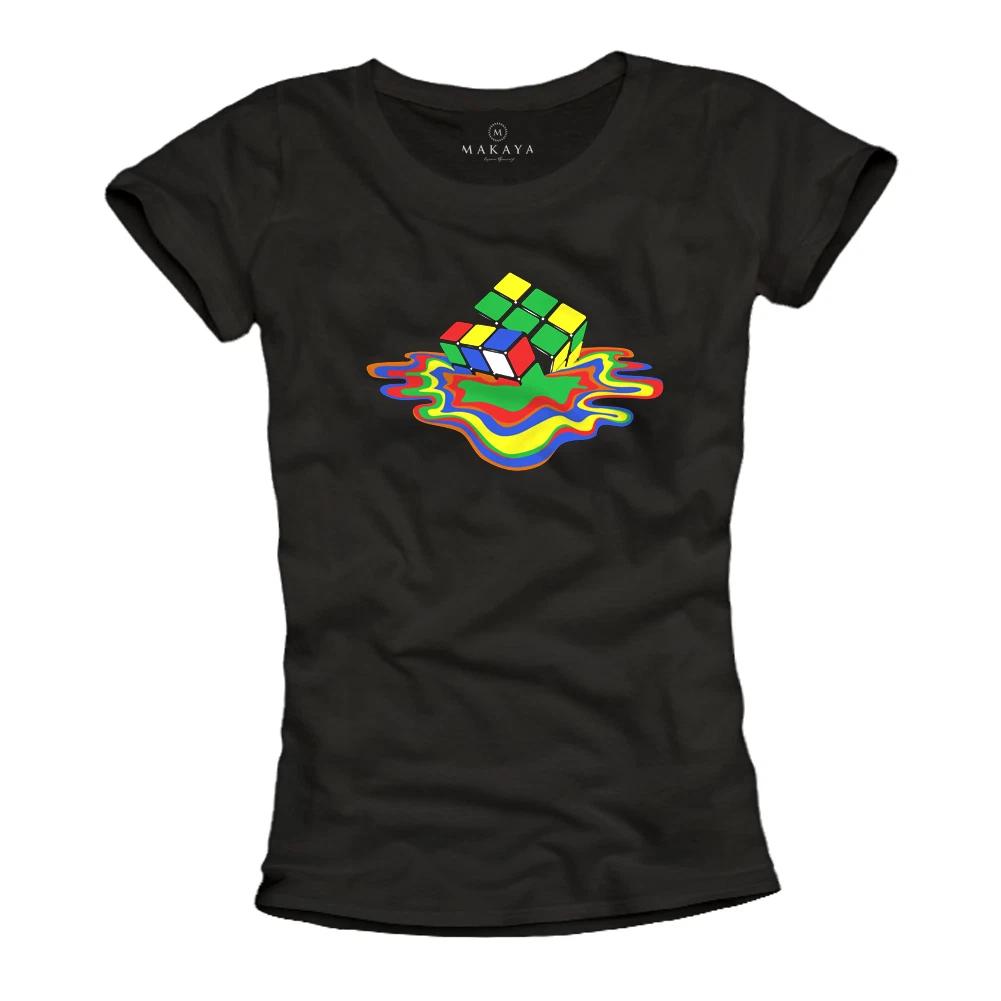 WOMENS NERD Tshirt WITH MELTING CUBE THEORY - TOP GEEK GIRL TEE XL