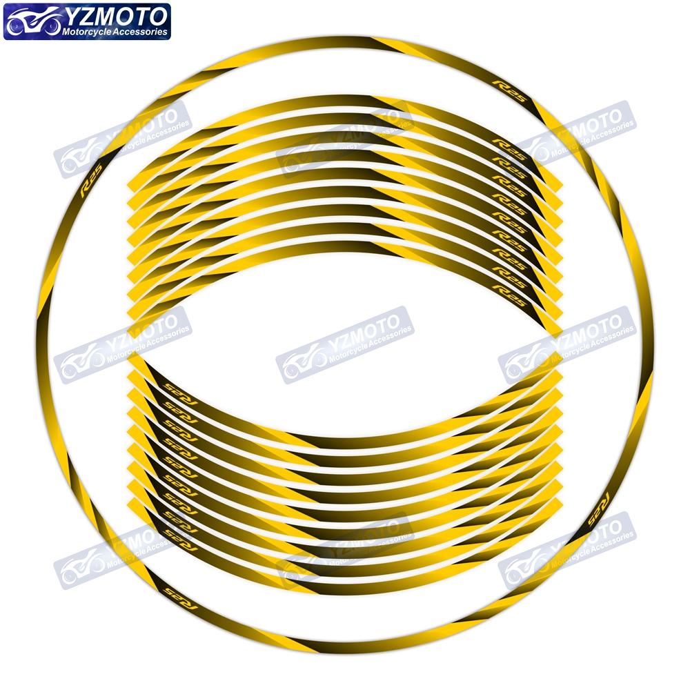 For YZF R25 YZF-R25 Motorcycle 17 Inch Front And Rear Wheel Stripe Wheel Decal Decorative Reflective Waterproof Rim Stickers