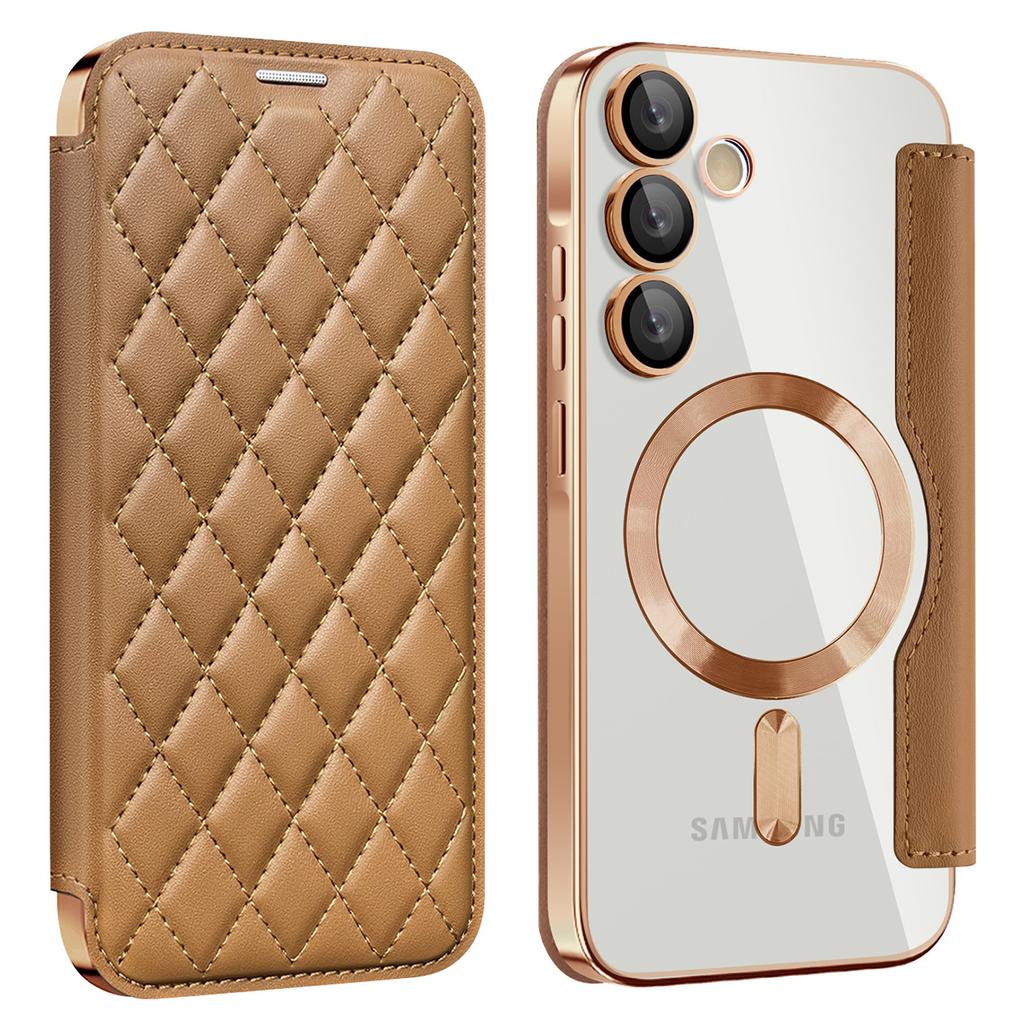 Für Samsung Galaxy A35 5G Hülle Kartenfach Rautenmuster Leder Handyhülle Kompatibel mit MagSafe