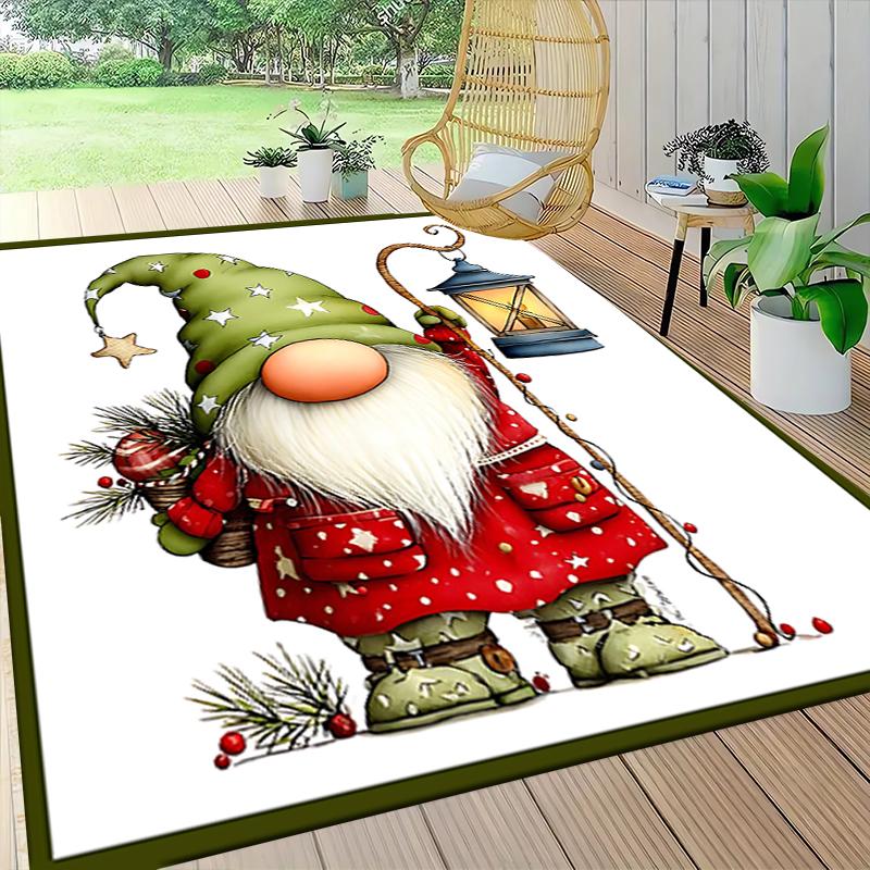 1Pc Holiday Gnomes Celebration Carpet Rug Soft Washable Antislip Home Living Room Sofa Mats Personalized Christmas Rug