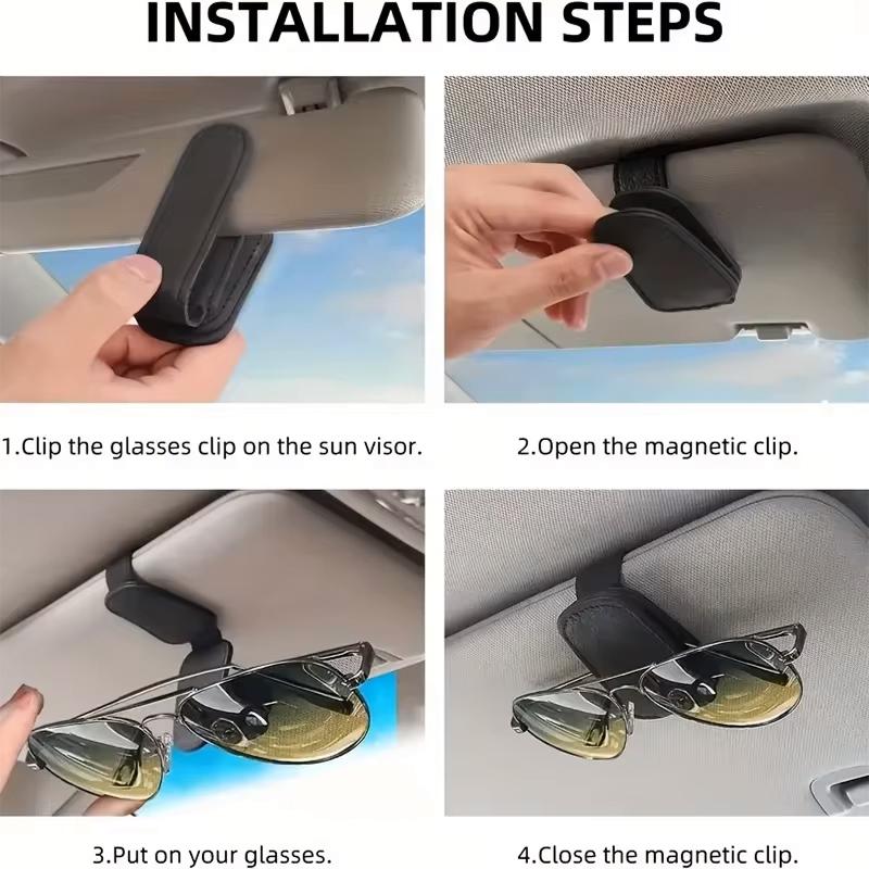Magnetischer Sonnenbrillenhalter fürs Auto – luxuriöser Visierclip aus Rindsleder zum Schutz der Brille (4 Farben)