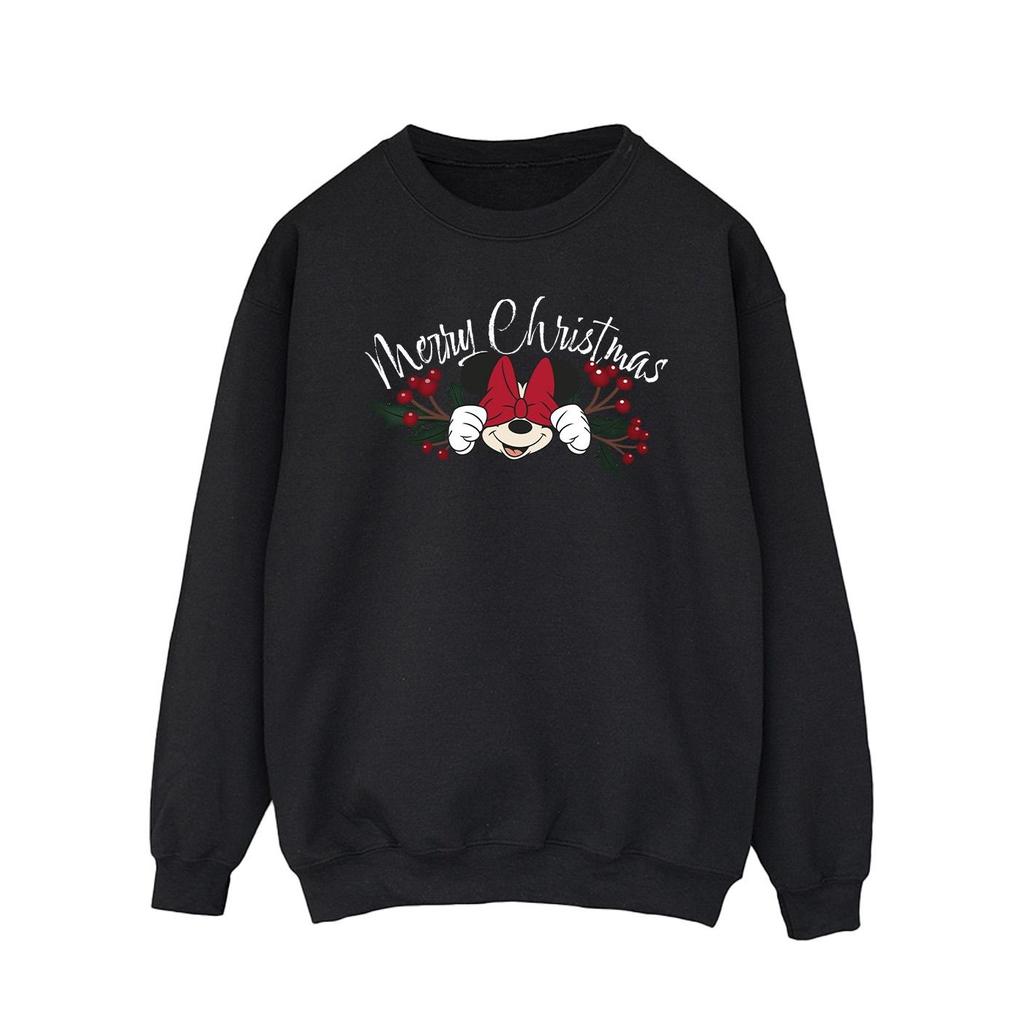 Disney Mens Minnie Mouse Christmas Holly Sweatshirt