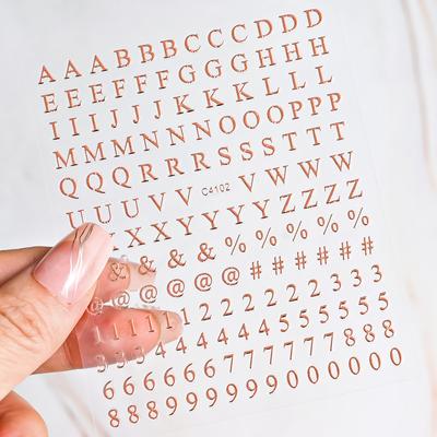 Simple Uppercase And Lowercase Letter Manicure Sticker Laser English Material Decorative Number Alphabet Platter Sticker