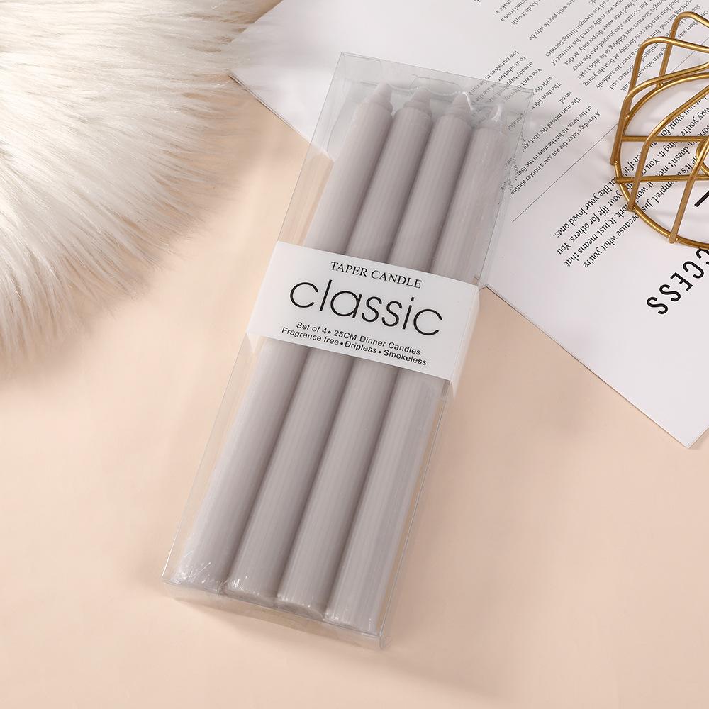 25cm Europäischer Macaron Vertikales Muster Langer Stab Kerze Kreatives Kerzenlicht Abendessen Westliches Restaurant Bunte Hochzeitsstab Wachs