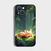 Cute Cartoon Animal Fox Phone Case For iPhone 16 15 Plus 14 13 Pro Max 12 Mini 11 X XS XR 7 8 8Plus Black Soft Phone Coque