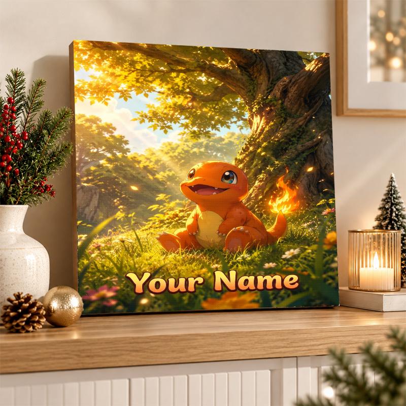 Charmander Custom Name Diamond Painting Personalized 5D Full Drill DIY Diamond Art Home Decor