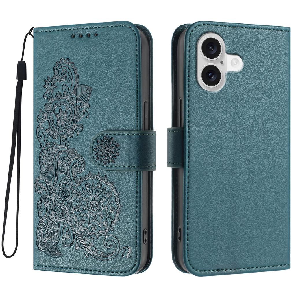 For iPhone 17 Phone Cases Mandala Flower Leather Wallet Mobile Cover with Strap