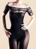 Mode Damen Spitzen Off-Shoulder Body 5D Öl Glänzend Glänzender Jumpsuit Yoga Formende Strumpfhose Patchwork Elastische Leggings Dienstmädchen Leotard