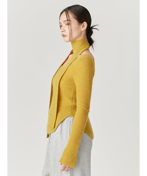 FRAY Mohair Knit Pullover FWNT245083 YEL I.D. Women's Open-Back