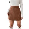 Vintage PU Leather A-Line Mini Skirt High Waist Slim Fit Versatile Party Women